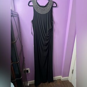 Vince Camuto Black Maxi Dress with Silver Detailing